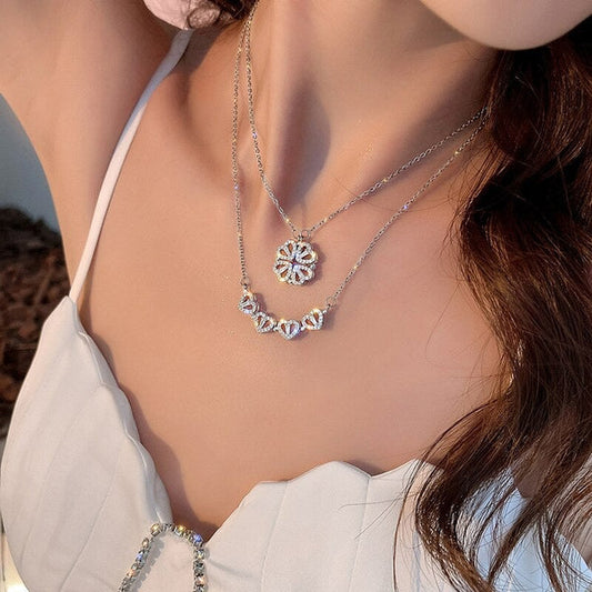 Collar de la Suerte - Trébol 4 Corazones 2 en 1