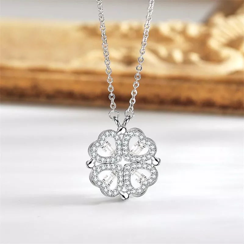 Collar de la Suerte - Trébol 4 Corazones 2 en 1