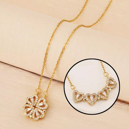 Collar de la Suerte - Trébol 4 Corazones 2 en 1